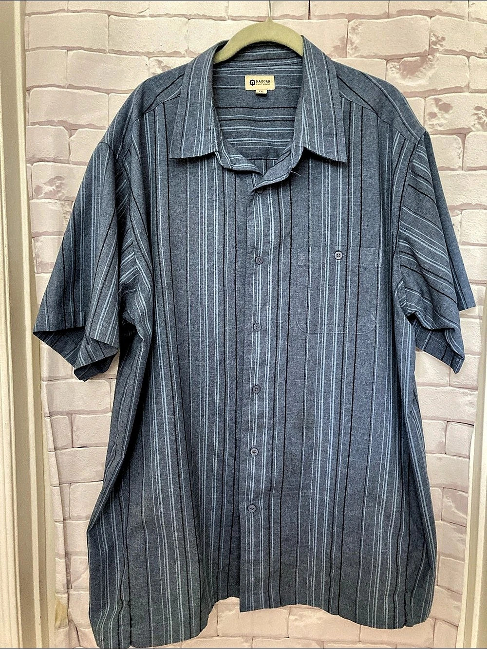 Mens Haggar Striped Shirt Size XXL Like New
